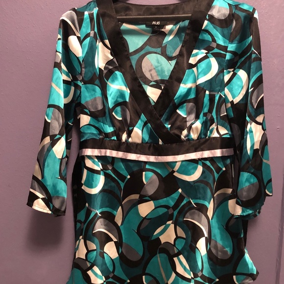 AGB 3/4 sleeve geometric design blouse Sz: M - Picture 1 of 6